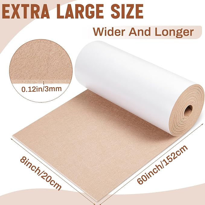 Large Felt Furniture Pads 8 x 60 Inch Non Slip Self Adhesive Heavy Duty - Image 2