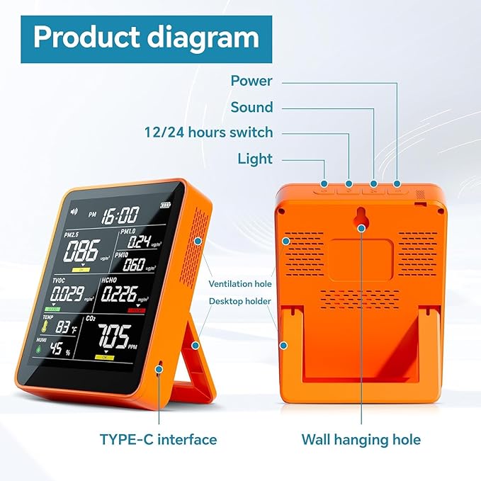 Air Quality Monitor Indoor, 13-in-1 Smart Air Quality Tester - Image 7