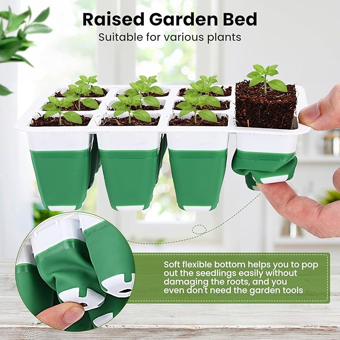 2 Packs Seed Starter Tray with Grow Lights, 72 Cells Silicone Seed Starter Kits - Image 2