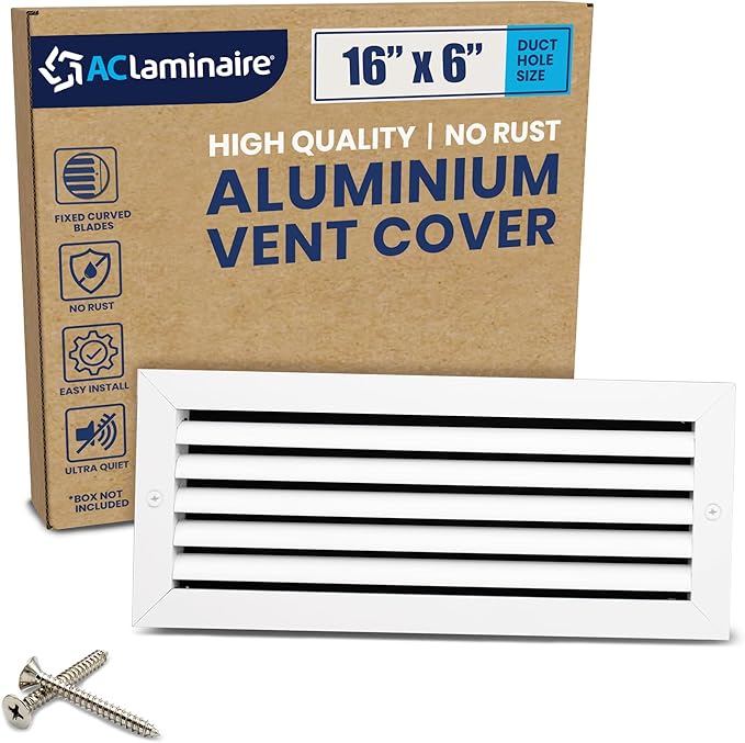 16x6 Inch Air Return Vent Cover Decorative – Premium Aluminum AC Vent Cover by LAMINAIRE