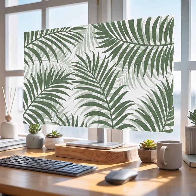Palm Leaf Summer Forest Indoor TV Cover, Elastic TV Screen Protector Green by Unknown