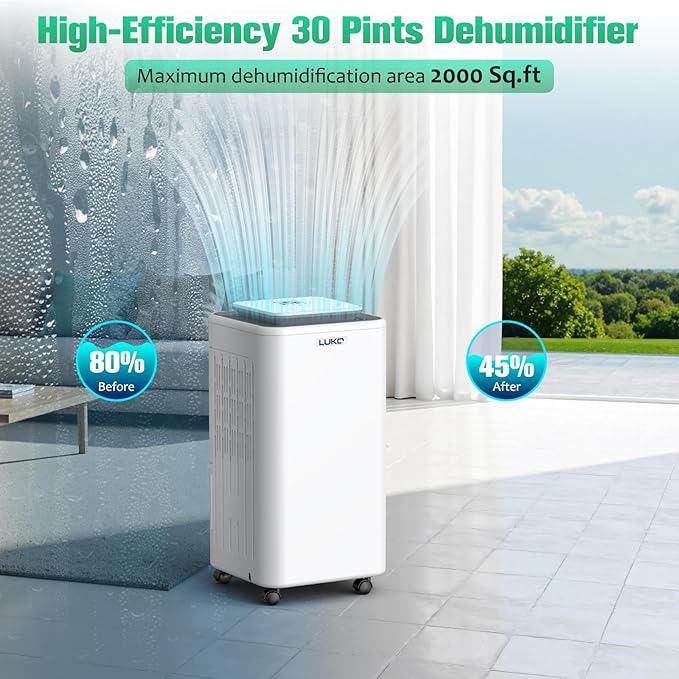LUKO 2000 Sq. Ft Dehumidifiers for Large Room and Basements, 30 Pints - Image 3