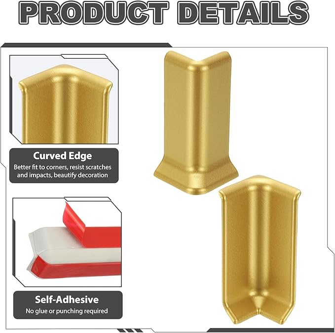 uxcell Self Adhesive Baseboard Corner Blocks, 3.23 Inch Wall Edge Corner - Image 4