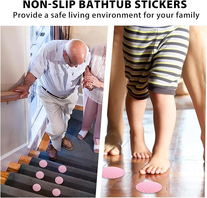 24 PCS Bathtub Non Slip Stickers Pink Adhesive Decals Round Shape Anti Slip - Image 4