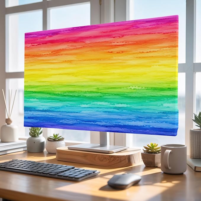 Rainbow Ripple Watercolor Gradient Indoor TV Cover, Elastic TV Screen Protector - Image 4