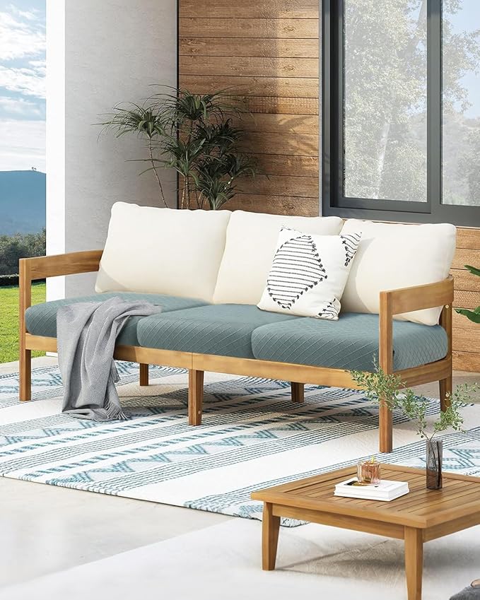 Fuloon Waterproof Seat Cushion Covers 3 PCS, Stretch Sofa Cushion Slipcovers - Image 5