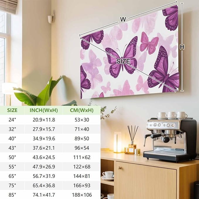 Summer Purple Butterflies Indoor TV Cover, Elastic TV Screen Protector Country - Image 4