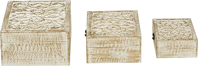 Deco 79 Mango Wood Floral Handmade Decorative Box Decorative Keepsake Boxes - Image 14