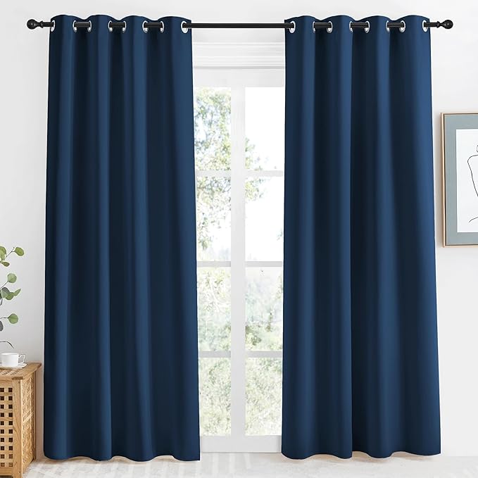 NICETOWN Moroccan Blue Blackout Curtain 86" Length, W55 x L86 Inch, 8 Grommets by NICETOWN