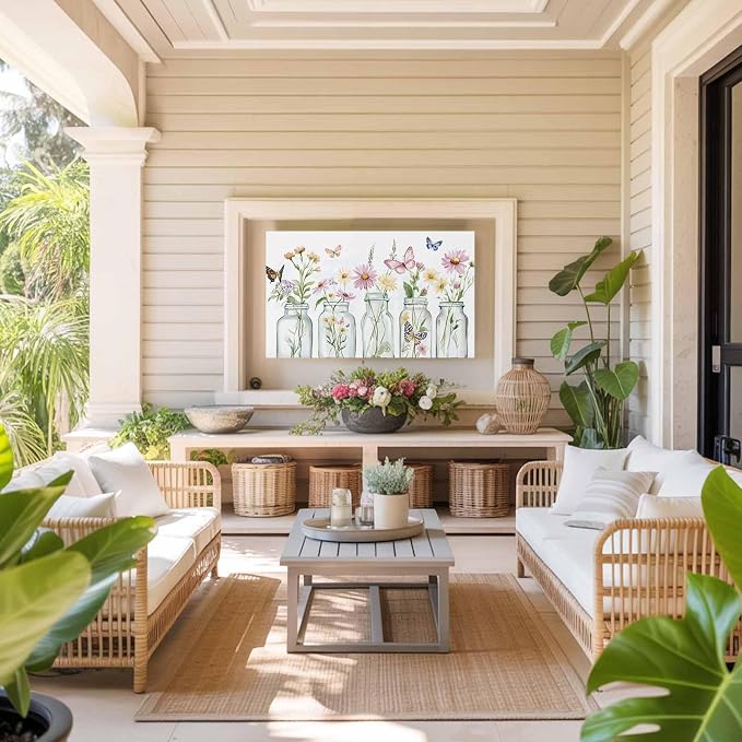 Watercolor Spring Flowers in Vase Indoor TV Cover, Elastic TV Screen Protector - Image 8