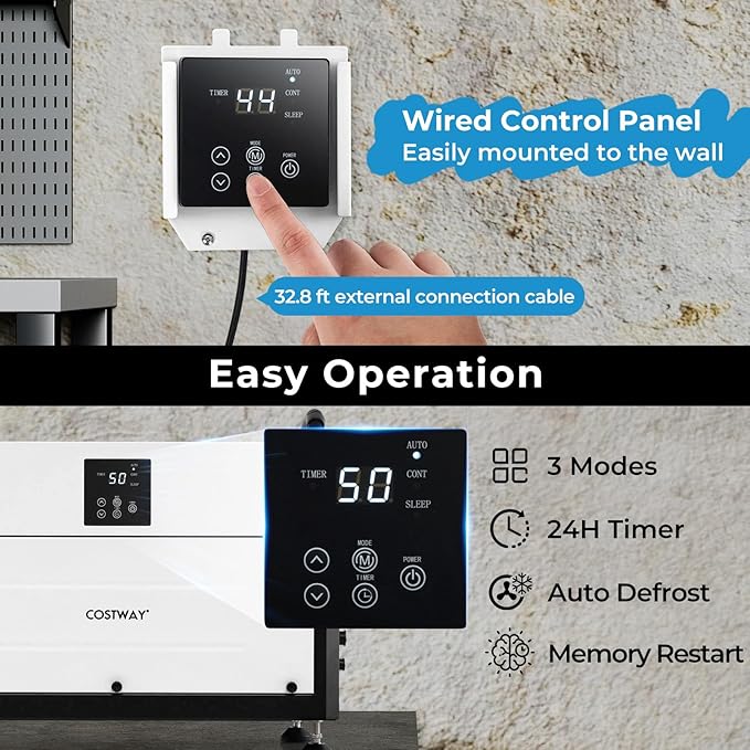 COSTWAY 192 PPD Commercial Dehumidifier, 2600 Sq.Ft Crawl Space Dehumidifier - Image 2