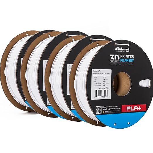 INLAND Micro Center PLA Plus 3D Printer Filament 1.75mm, 4 Pack Filament Bundle by INLAND