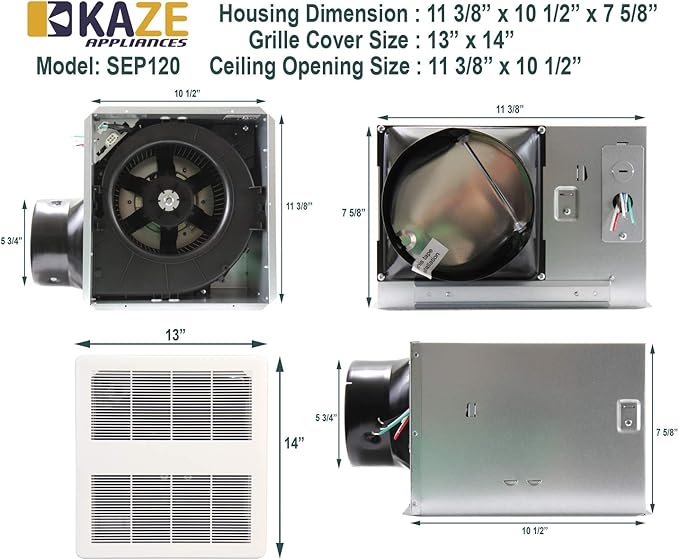 SEP120 | 120 CFM | 0.3 Sone Ultra Quiet | Energy Star Certified | Energy-Saving - Image 4