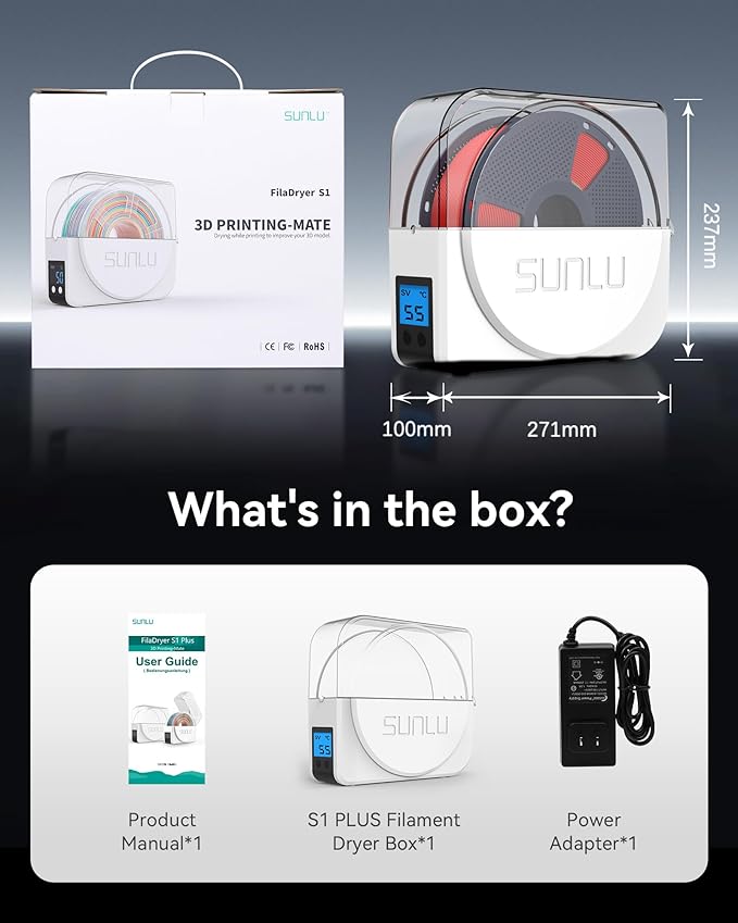 SUNLU Official Filament Dryer S1 Plus, Built-in Circulation Fan, 3D Printer - Image 9