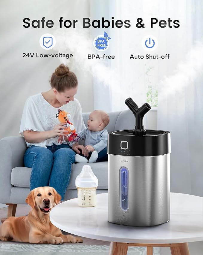 Feekaa Stainless Steel Humidifier Easy Clean, 1Gal/4L Cool Mist Humidifiers - Image 6