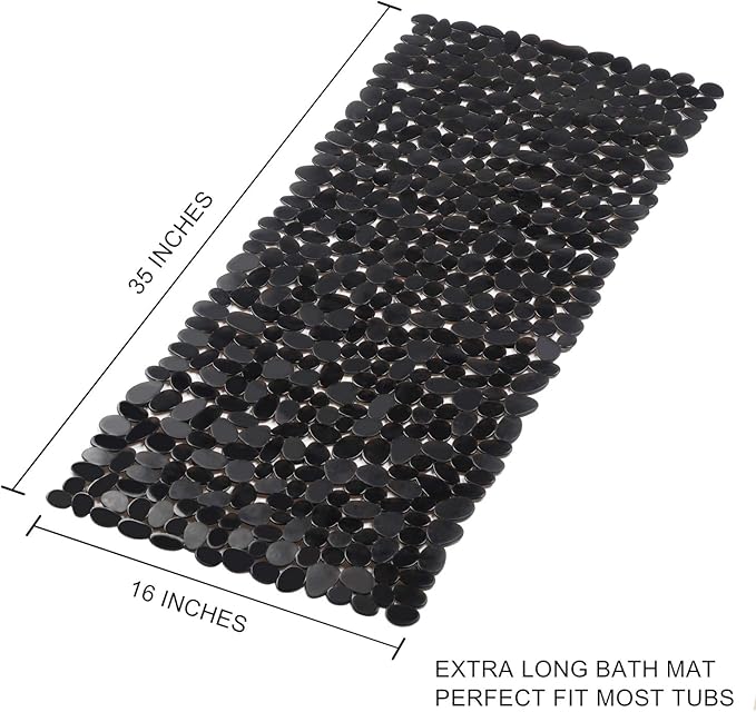 WELTRXE Non Slip Bathtub Mat 35 x 16 Inches Pebbles Shower Mats - Image 5