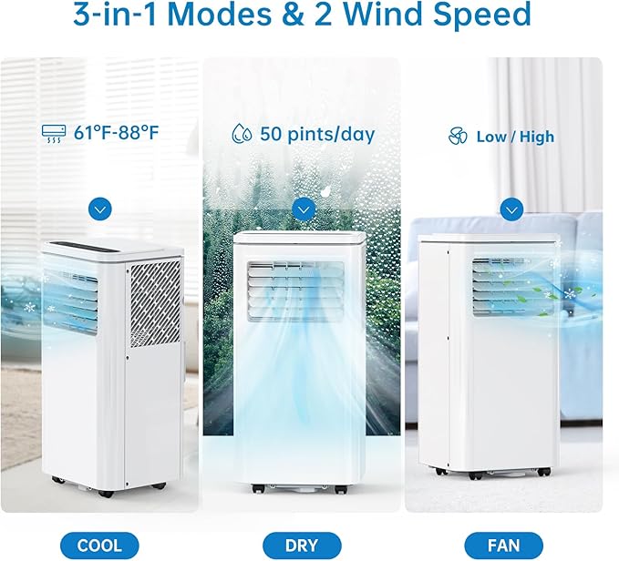 GarveeLife 10000 BTU Portable Air Conditioner, 3-in-1 Cooling, Dehumidifier & - Image 6