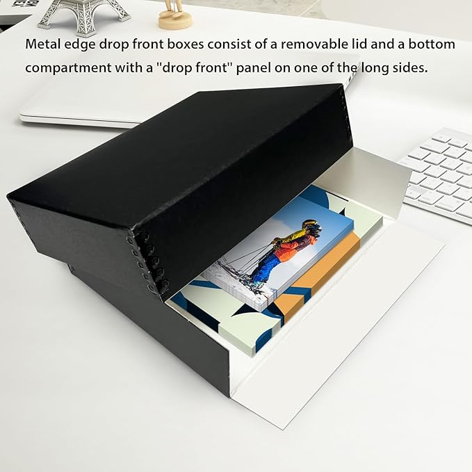 Lineco 13x19 Black Museum Storage Box, Removable Lid and Drop Front Design - Image 5
