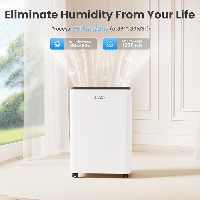 Candy 2000 Sq.Ft Dehumidifiers for Home, 34 Pints Portable Dehumidifier - Image 2