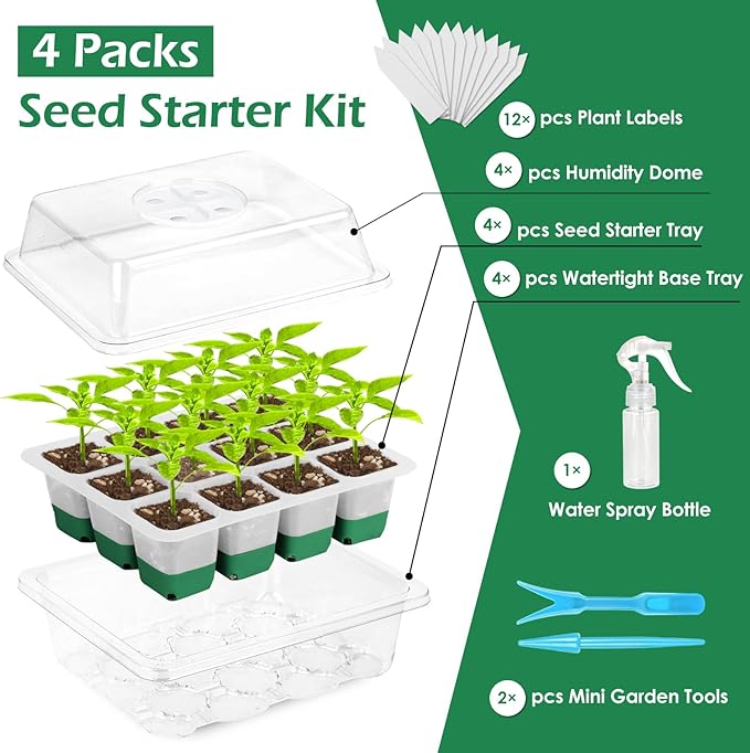 Reusable Seed Starter Tray, 4 Pack Silicone Seed Starter Kit - Image 2