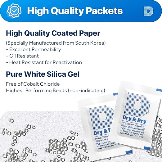5 Gram "Dry & Dry" Premium Pure & Safe Silica Gel Packets Desiccant - Image 2