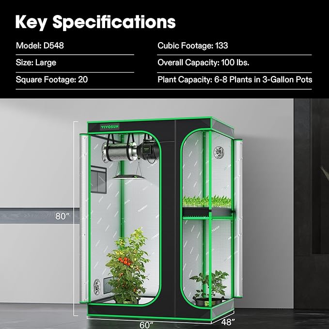 VIVOSUN 2-in-1 5x4 Plant Grow Tent - Image 9