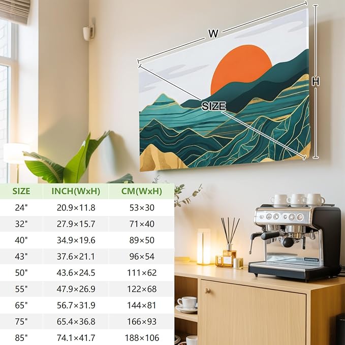 Abstract Mountain Range Sun Indoor TV Cover, Elastic TV Screen Protector - Image 4