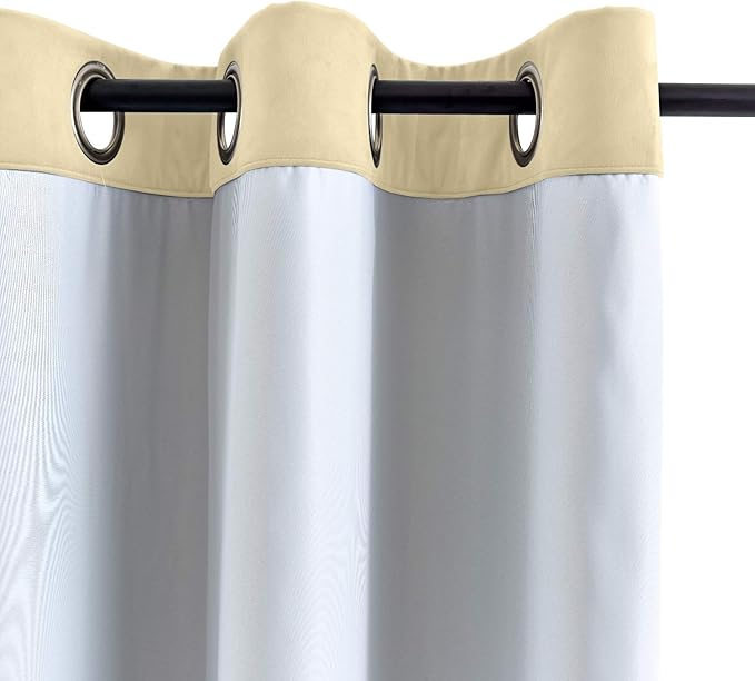 ChadMade Blackout Lined Premium Velvet Curtain Cream 84Wx102L Inch, Eyelet - Image 3
