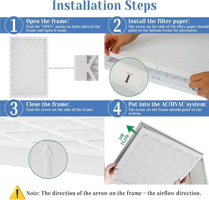 16x25x1 MERV 11 Air Filter, Quality AC/HVAC Furnace Filter，1 Reusable ABS Frame - Image 3