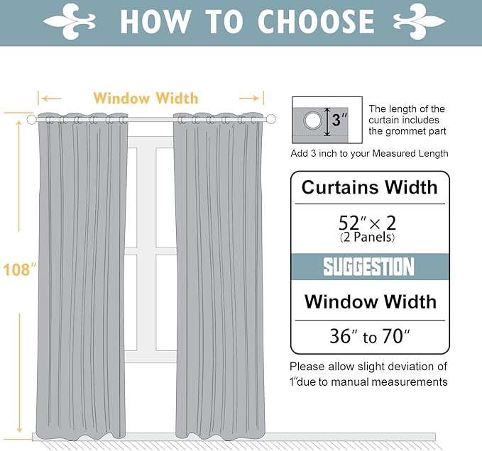 ChrisDowa Blackout Curtains 108 Inches Long 2 Panels Set - Image 5