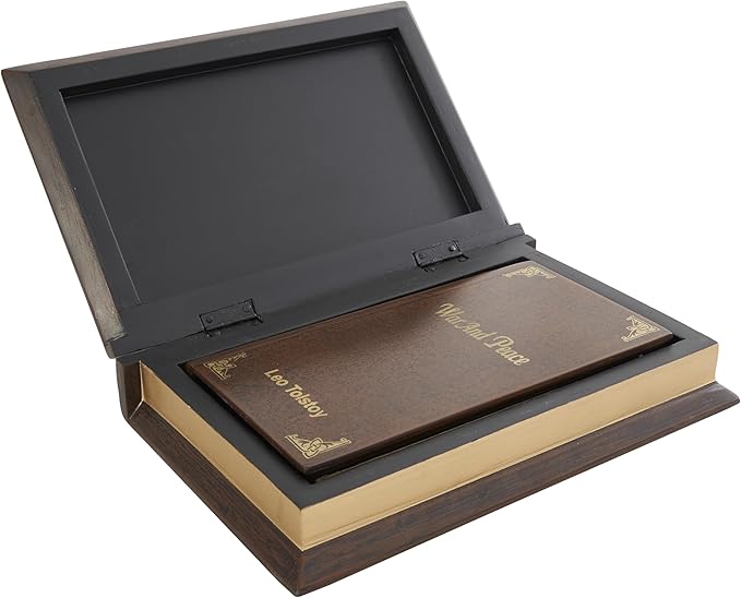 Deco 79 Wooden Decorative Box "War and Peace" Storage Faux Book Decorative - Image 2