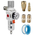 NANPU 3/8" NPT Compressed Air Filter Regulator Combo Piggyback, Semi-Auto Drain by NANPU