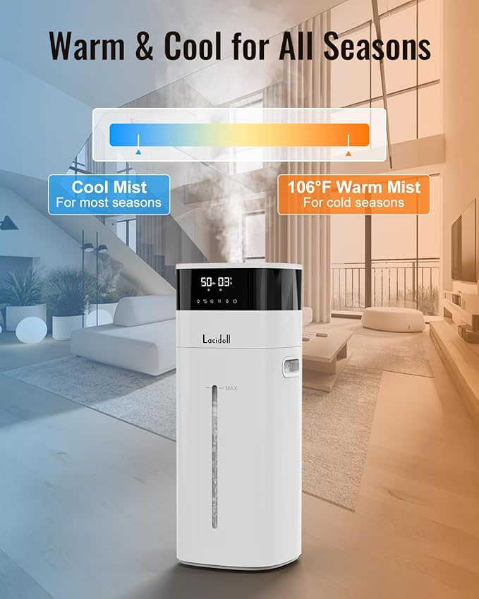 Cool and Warm Mist Humidifier Large Room, 5.3Gal/20L Humidifiers - Image 2