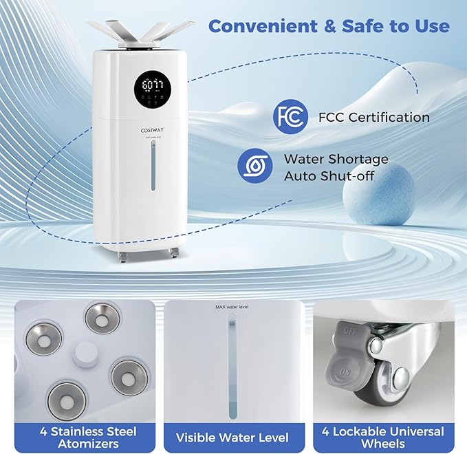 COSTWAY 21L/5Gal Humidifier for Large Room, Top Fill Whole House Humidifier - Image 7