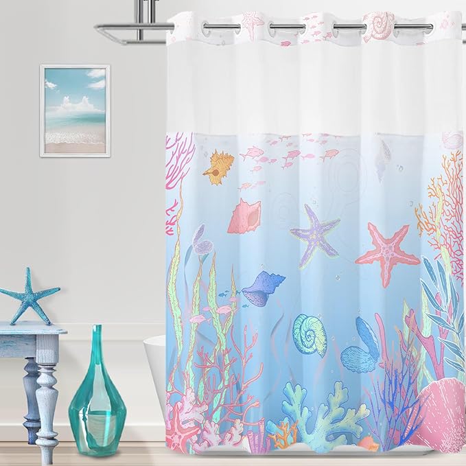 Extra Long No Hook Shower Curtain by TWLSNCD