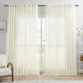 Dreaming Casa Ivory Sheer Curtains 102 Inches Long, Rod Pocket & Back Tab Light by DreamingCasa
