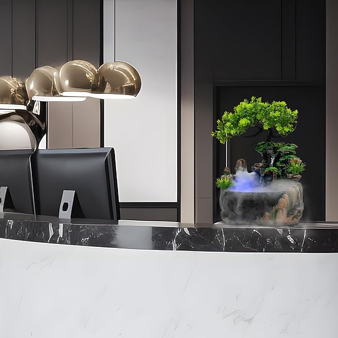 Tabletop Water Fountain with LED Lights – Resin Desktop Fountain - Image 6