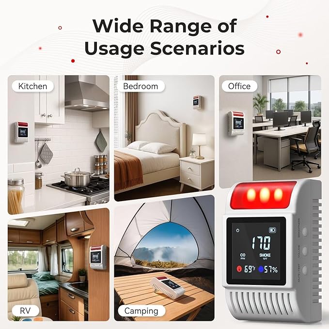 5-in-1 Smoke and Carbon Monoxide Detectors Plug in, Smoke Detector - Image 5