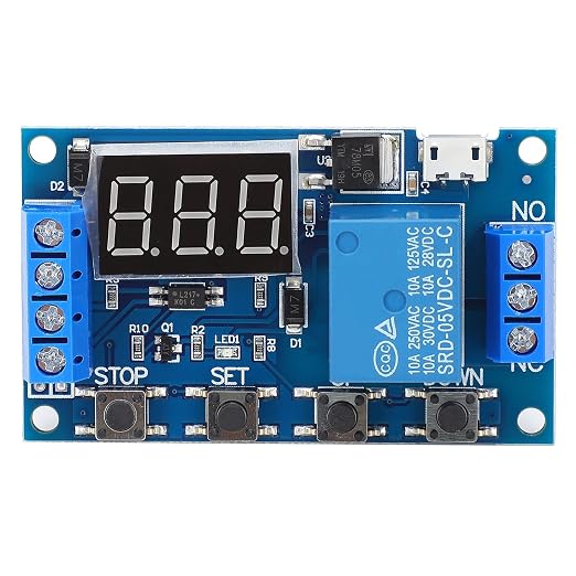 Fafeicy Relay Module, Delay Cycle Timing Circuit Switch, LCD Display, Micro USB by Fafeicy