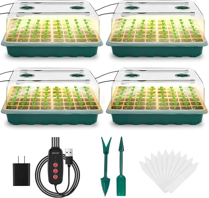 Seed Starter Tray with Grow Light, 192-Cell Seed Starter Kit, Seedling Starter by Ryscam