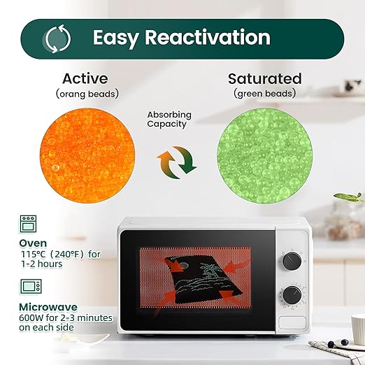 4 x 500 Gram Rechargeable Silica Gel Desiccant Packs, Microwave Reactivated - Image 3