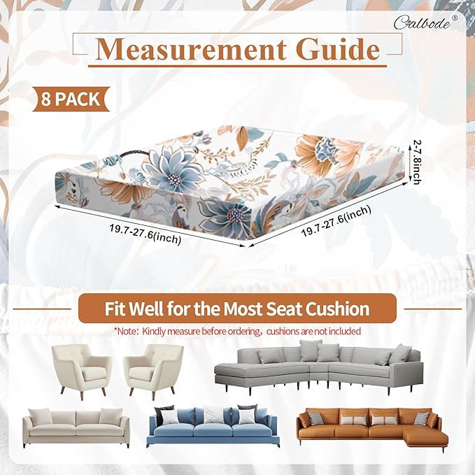 8Pcs High Elastic Digitally Printed Sofa Seat Cushion Cover, Soft & Comfortable - Image 2