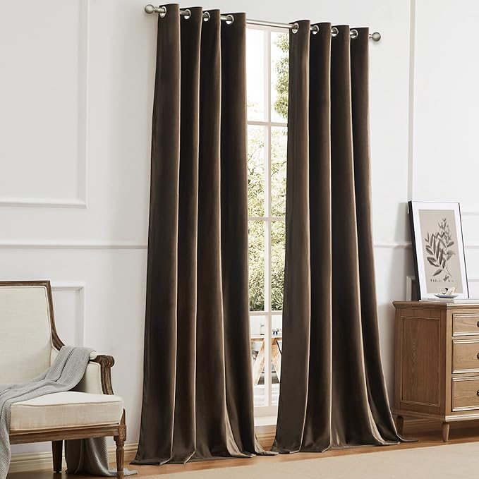 Elegant Brown Decorative Velvet Curtains: 90 inches Luxury Living Room Curtain - Image 7