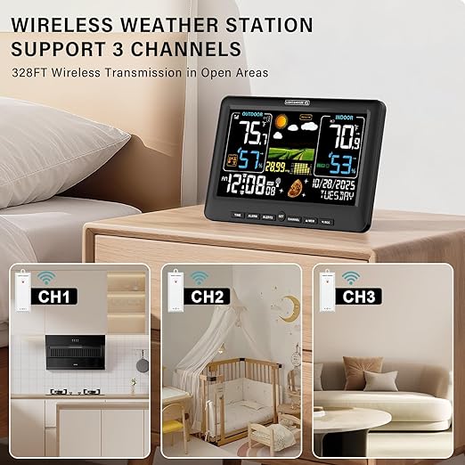 BluSon Weather Station Wireless Indoor Outdoor Thermometer, Color Display - Image 4
