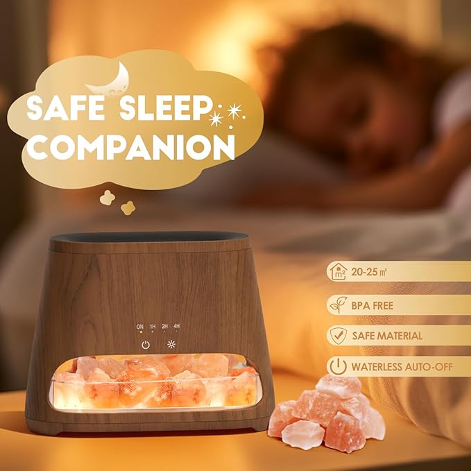 SALKING Colorful Flame Fire Diffuser Humidifier, Himalayan Salt Lamp, 7 Colors - Image 6