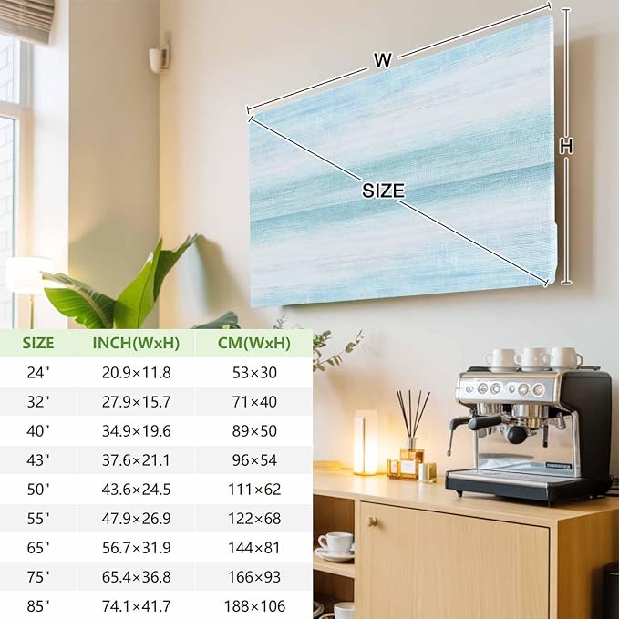 Modern Summer Light Blue Indoor TV Cover, Elastic TV Screen Protector Pastoral - Image 3