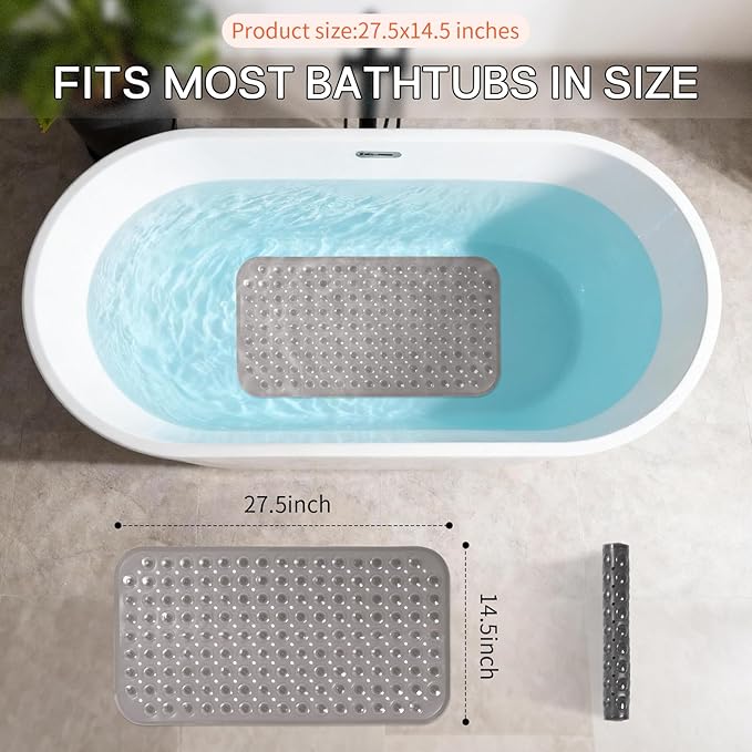 Anti-Slip Bathtub Shower mat, 27.5×14.5（Approximately 70×37cm） inch Soft - Image 3