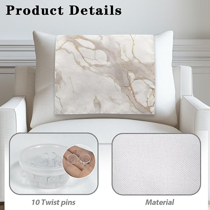 White Marble Headrest Cover for Recliner, Non-Slip Sofa Headrest Protector - Image 4