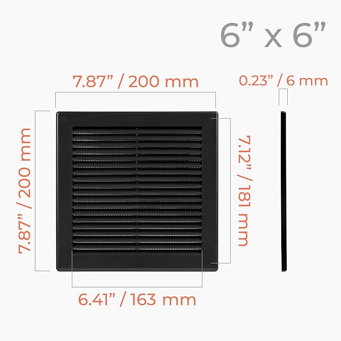 2-Pack 8" x 8" Square Air Vent Cover – Black Plastic Vent Deflector - Image 4