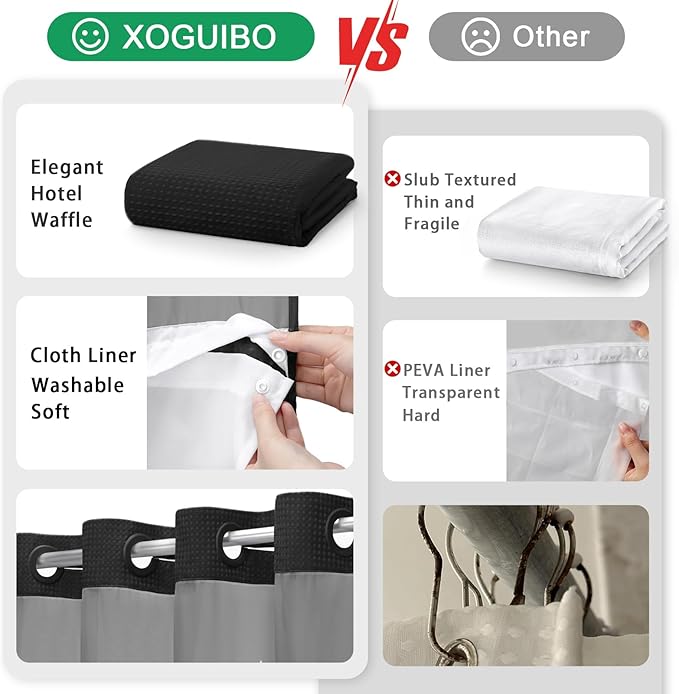 No Hook Shower Curtain and Liner Set - Image 5